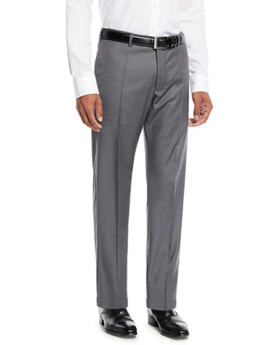 Incotex Benson 150s Wool Standard-fit Trousers In Medium Gray