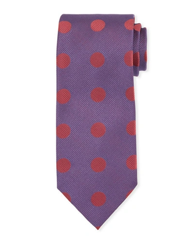 Charvet Large Polka-dot Silk Tie In Purple