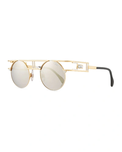 Cazal Men's Round Double-bar Metal Sunglasses