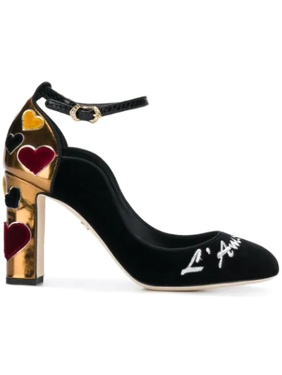 Dolce & Gabbana Amore Bellezza Velvet Ankle-wrap Pumps In Black
