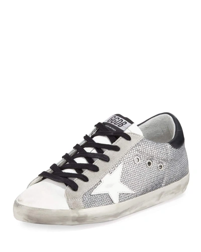 Golden Goose Superstar Sparkle Low-top Sneakers In Silver White Blk