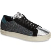 P448 Women's John Glitter Mesh & Suede Lace Up Sneakers In Black Multi Glitter/ Silver