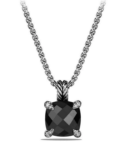 David Yurman 11mm Ch&acirc;telaine Faceted Pendant Necklace In Onyx