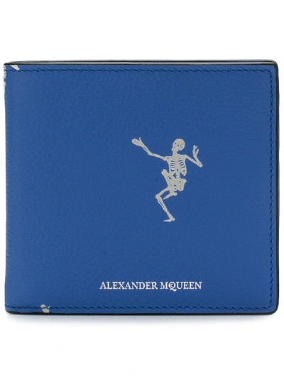 Alexander Mcqueen Dancing Skelton Bifold Wallet In Blue