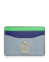 Marc Jacobs Snapshot Color-block Embossed Leather Card Case In Slate Multi/gold