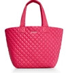 Mz Wallace Medium Metro Quilted Nylon Tote In Dragon Fruit