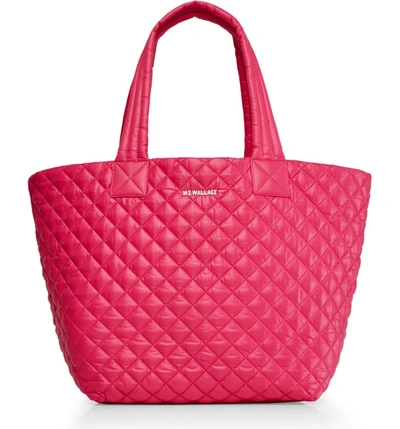 Mz Wallace Medium Metro Quilted Nylon Tote In Dragon Fruit