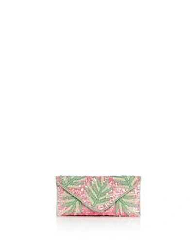 From St Xavier Capri Beaded Clutch In Pink/green/silver