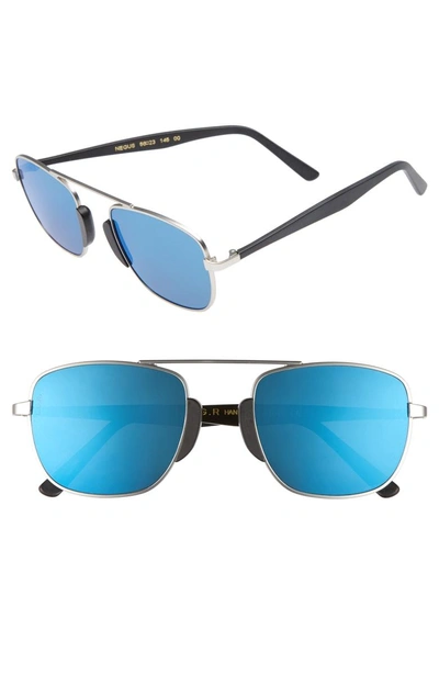 Lgr . Negus 53mm Polarized Sunglasses - Silver Matte/ Blue Mirror