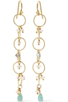 Chan Luu Chain Hoop Drop Earrings With Pearls In Gold