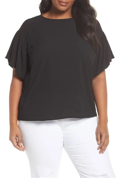 Vince Camuto Bubble Sleeve Blouse In Rich Black