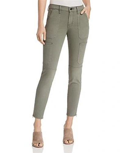 J Brand Cropped Stretch Cotton-blend Twill Skinny Pants In Army Green
