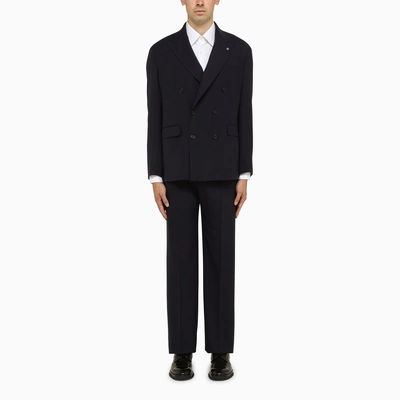Tagliatore Double-breasted Wool Suit In Blue