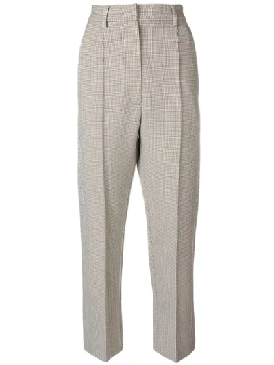Mm6 Maison Margiela Plaid Bonded Jersey Trousers In Checked Beige