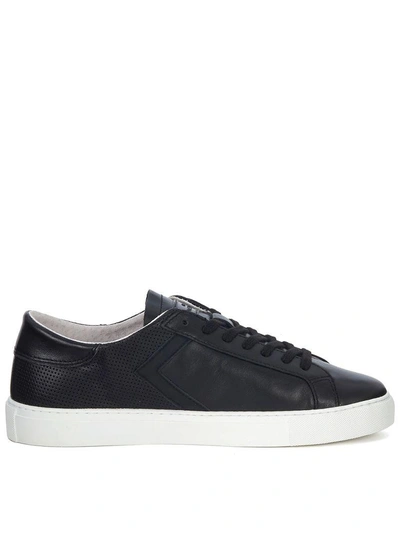 Date D.a.t.e. Newman Half Perforated Black Leather Sneaker In Nero
