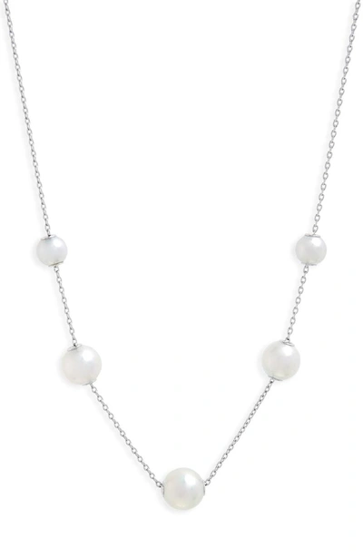 Mikimoto Graduated Pearl Station Necklace In White Gold