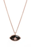 Marlo Laz Mini Eye Pink Sapphire Star Pendant Necklace In Rose Gold