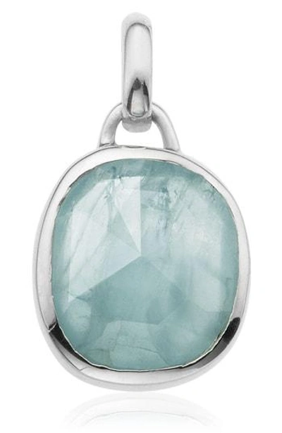 Monica Vinader Siren Semiprecious Stone Pendant Charm In Silver/ Aquamarine