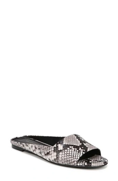 Via Spiga Women's Hana Open Toe Snakeskin-embossed Leather Slide Sandals In Black/ White Printed Leather