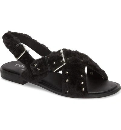 Matisse Ray Sandal In Black Faux Fur