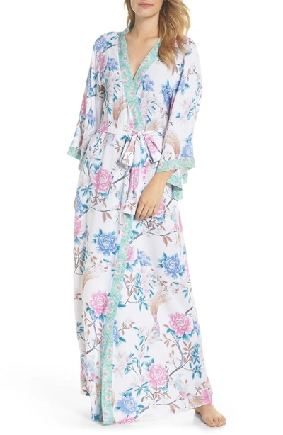 Homebodii Talulah Boho Long Robe In Ivory Floral