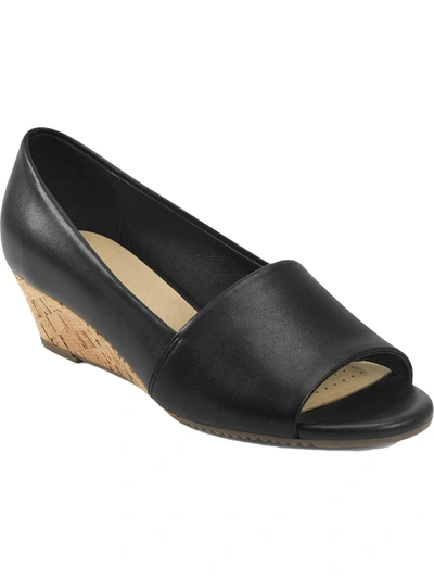 Aerosoles Application Womens Peep Toe Wedges In Black