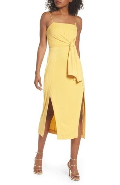C/meo Collective Recollect Slinky Side Tie Midi Dress In Honey
