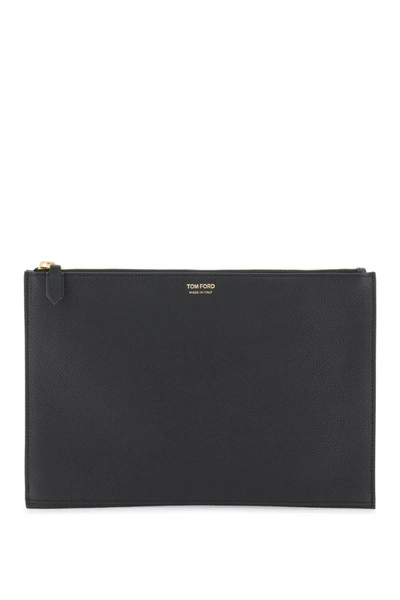 Tom Ford Grained Leather Pouch In Black