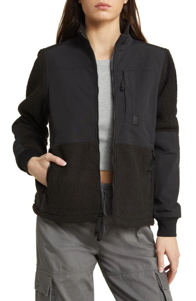 Topo Designs Subalpine Faux Shearling Fleece Jacket In Black