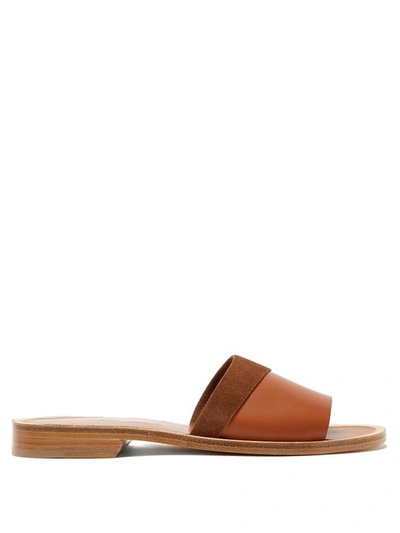 Apc Kenza Leather And Suede Slides In Marron
