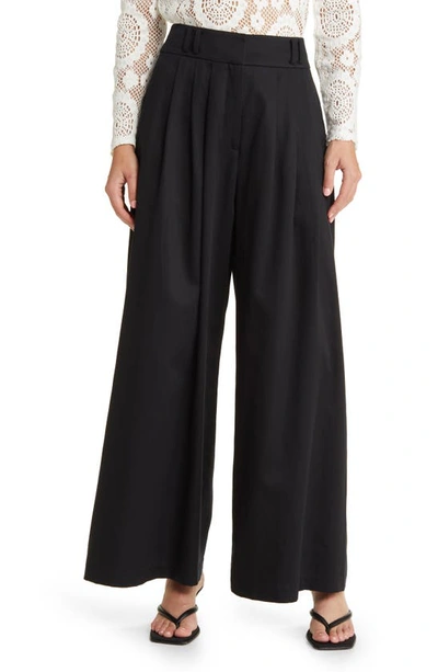 & Other Stories High Waist Pleat Front Wide Leg Trousers In Black