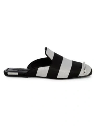 Alexander Wang Jaelle Striped Mules In Black