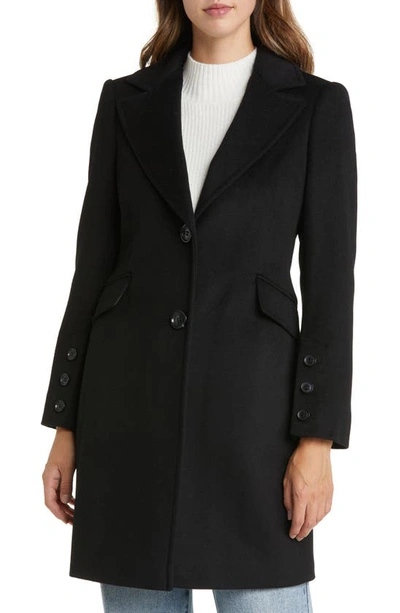 Sam Edelman Wool Blend Notch Collar Coat In Black