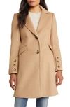 Sam Edelman Wool Blend Notch Collar Coat In Camel