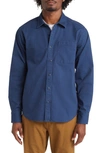 Topo Designs Dirt Shirt Solid Stretch Organic Cotton Button-up Shirt In Dark Denim