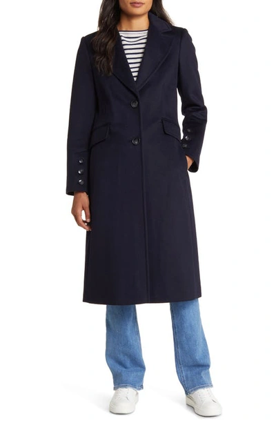 Sam Edelman Long Twill Coat In Navy Twill