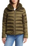 Save The Duck Mei Faux Fur Collar Puffer Jacket In Green