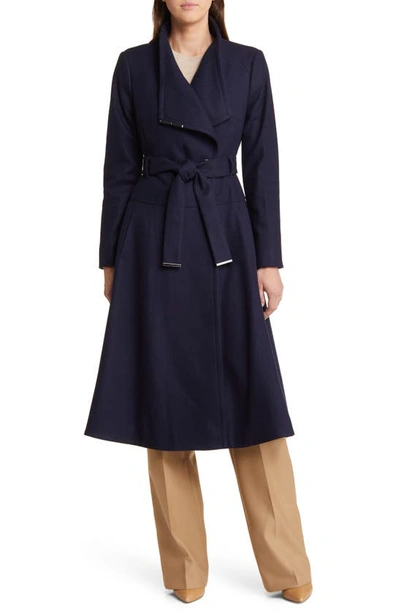 Ted Baker Roseika Flared Wool Blend Coat In Dark Blue