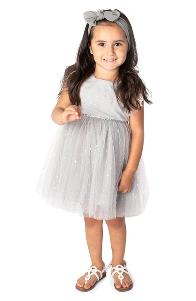 Popatu Babies' Foil Circle Tulle Party Dress In Grey