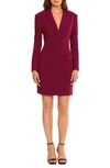 Maggy London Long Sleeve Tuxedo Minidress In Plum Caspia