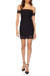 Susana Monaco Open Stitch Off The Shoulder Mini Sweater Dress In Black