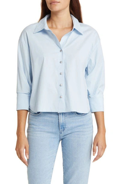 Wit & Wisdom Stretch Cotton Crop Shirt In Blue Fog