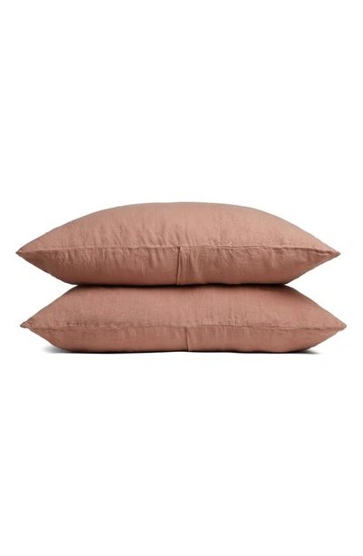 Parachute Set Of 2 Linen Pillowcases In Clay