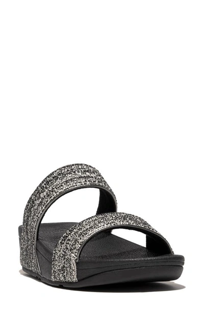 Fitflop Lulu Shimmerweave Platform Slide Sandal In Black Mix