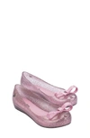 Melissa Kids' Ultragirl Bow Flat In Pink Glitter