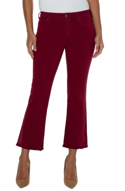 Liverpool Los Angeles Hannah Frayed Crop Flare Jeans In Red Velvet