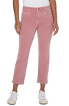 Liverpool Los Angeles Kennedy Crop Fray Hem Straight Leg Jeans In Antique Rose