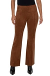 Liverpool Los Angeles Pearl Pull-on Faux Suede Flare Pants In Penny Brown