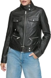 Andrew Marc Leather Moto Jacket In Black