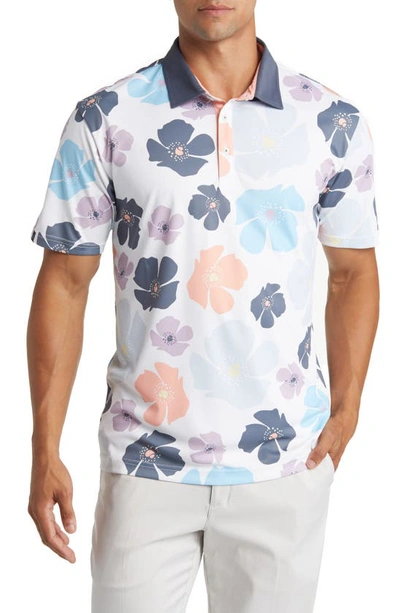 Swannies A.d. Floral Performance Golf Polo In Sunset